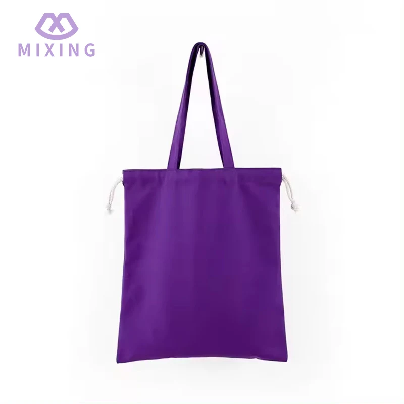 Холщовая большая сумка через плечо на шнурке